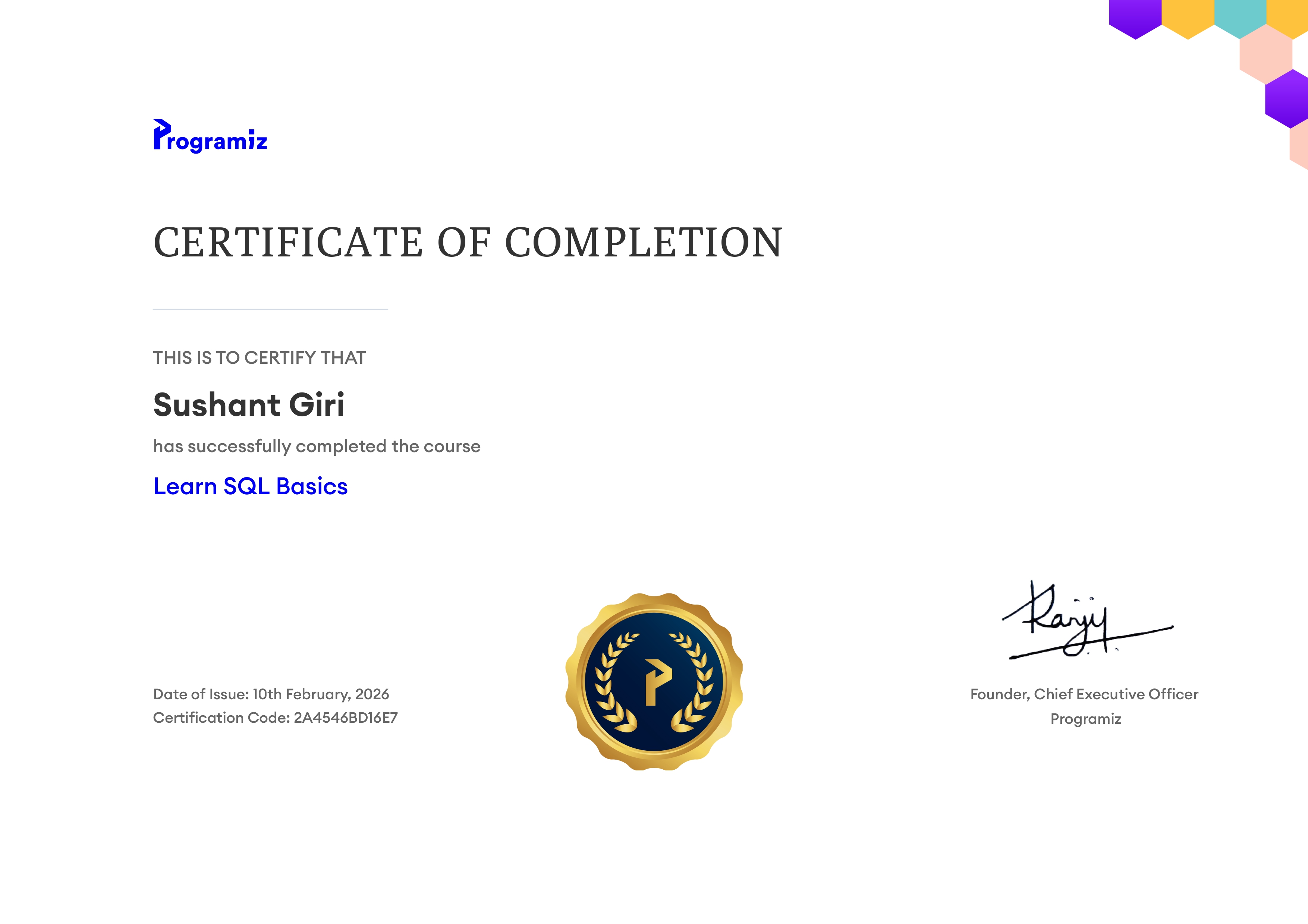 Certificate Preview